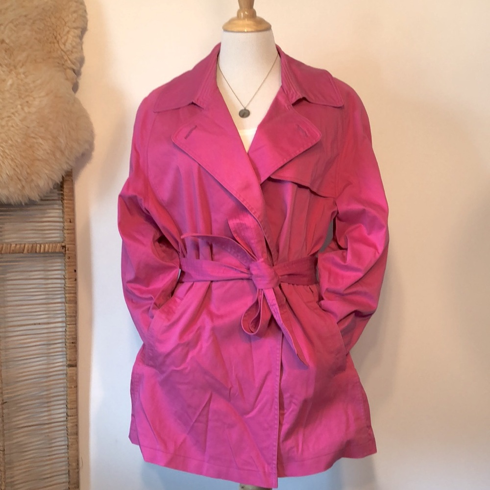 NEWPORT HARBOR-Bright Hot Pink Double Breasted Cotton Crop Jacket/Coat-Sz XL/14